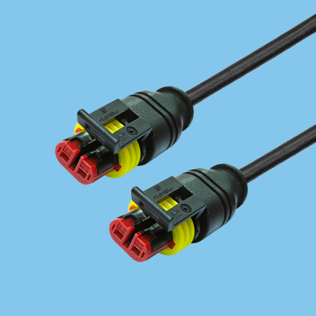 Automotive waterproof AMP male head-2P connector wire harness