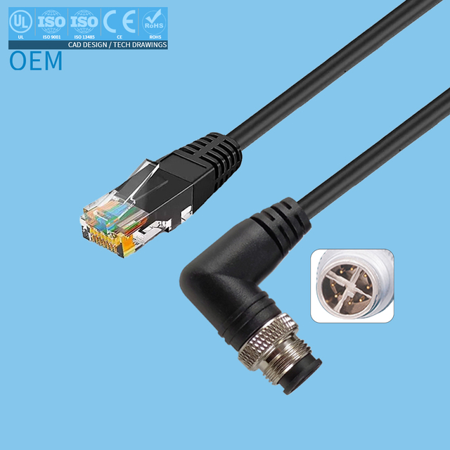 M12 4Pin elbow X-shaped to RJ45