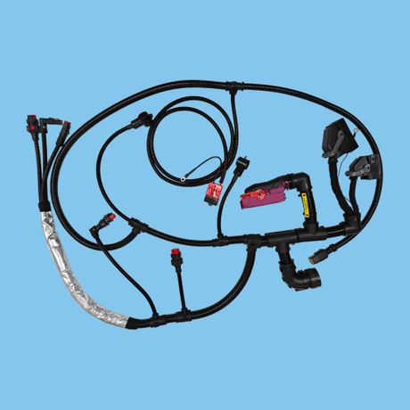 Customized integrated wiring harness for automotive engine and gearbox